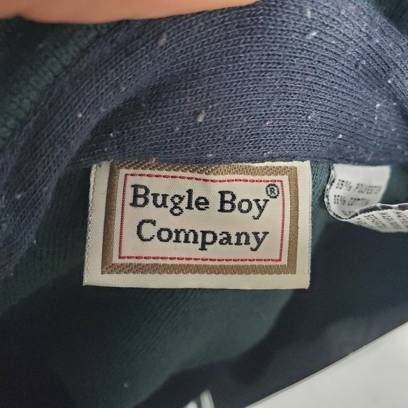 Vintage Bugle Boy Sweatshirt Men XL Green Blue Henley Cut & Sew Hip Hop 90s - Picture 4 of 9
